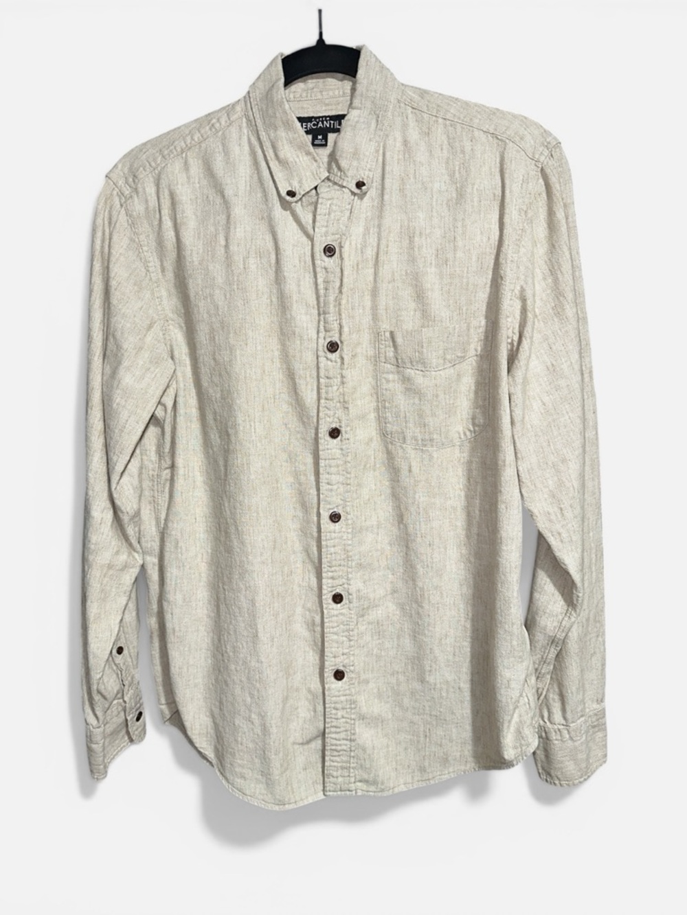 Men's J Crew Button-Down Shirt Natural 100% Cotton EUC size M